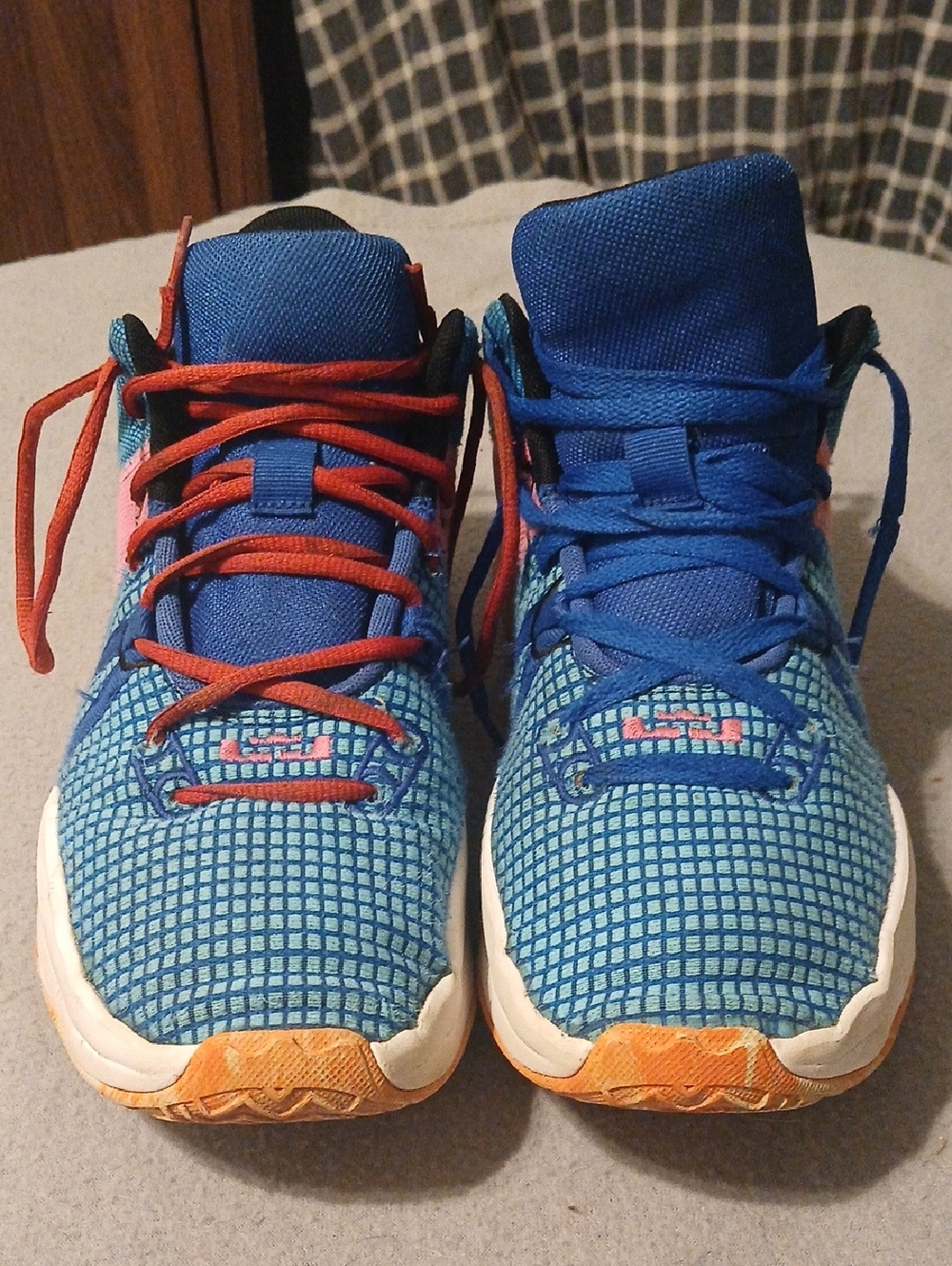 Lebron James Nike Blue Sneakers with Orange Accents